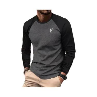 Imagem de Camiseta Masculina De Manga Longa Com Gola Redonda, Pullover, Moda De 
