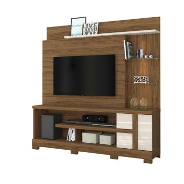 Imagem de Estante de TV 55 Pol 182cm com Pé para Sala Elaris Naturale/Off White M20 - D'Rossi