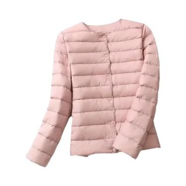 Imagem de Casaco Feminino Leve De Plumas Com Gola O Ou Gola V, Jaqueta Puffer Ac