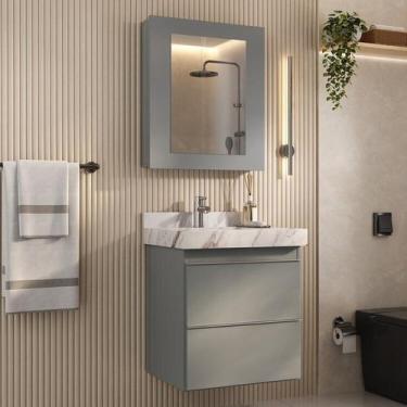 Imagem de Conjunto para Banheiro Lavatório em Porcelanato com Cuba Esculpida, Ga