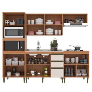 Imagem de Cozinha Modulada Cecilia 5 Peças com Aéreo e Balcão Cooktop Freijó/off