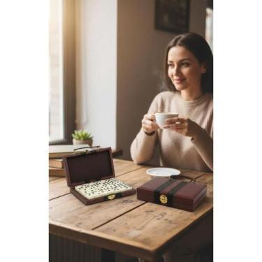 Imagem de 2x Dominó Profissional Osso 28 Peças Maleta Luxo - Congratulations Sto