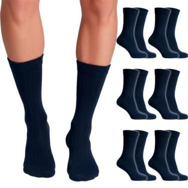 Imagem de Kit 3 Pares Meias Casual Social Casual Algodão Cano Alto Confortável C