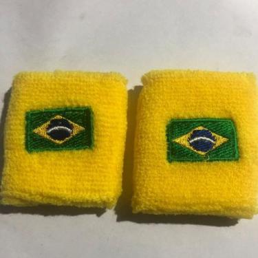 Imagem de kit 2 Munhequeira Pulseira Brasil Copa Do Mundo Bracelete - Comercialm