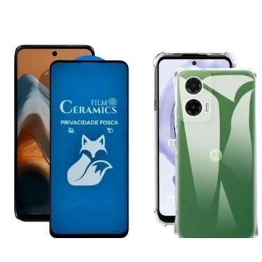 Imagem de Película Fosca Privacidade para Moto G35 + Capa Transparente Anti Choq