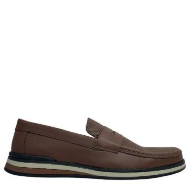 Imagem de Sapato Masculino Bkarellus Casual com Textura Perfurada, Capucino, 41