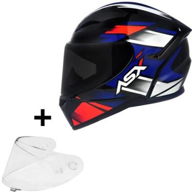 Imagem de Capacete Masculino Asx City Start Azul Esportivo + Viseira, 58