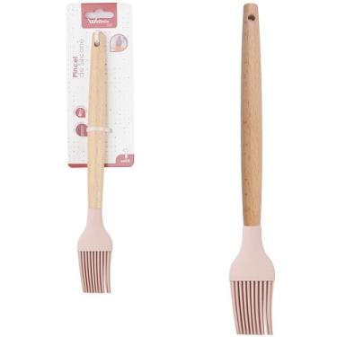 Imagem de Pincel Culinário De Silicone Rosa Cabo Madeira 27x3,5cm - KOPECK