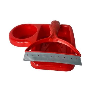 Imagem de Kit para Pia Com Porta Detergente e Rodinho  - Keita, Vermelho