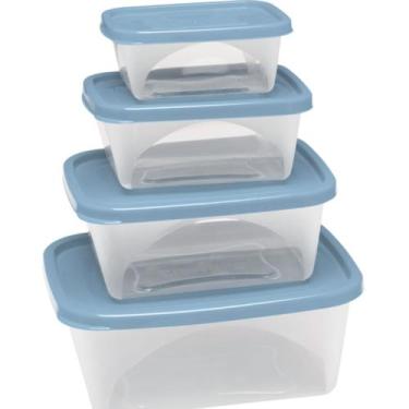 Imagem de Kit De Potes Organizadores Com Tampa Plástico 4 Peças - Jaguar, Azul C