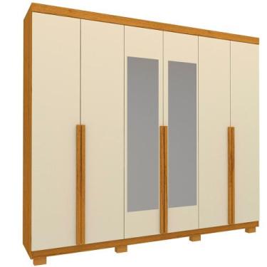 Imagem de Guarda Roupa 100% MDF Com Espelho e Pés de Madeira Maciça Gelius Imper