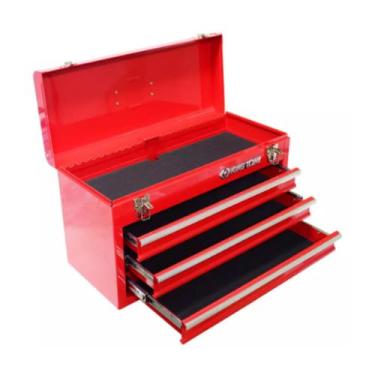 Imagem de Baú Metálico com 3 gavetas e com tampa superior (Vermelho) - King Tony