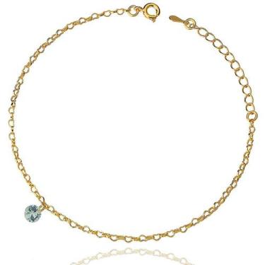 Imagem de Tornozeleira Corrente Elos Corações Zircônia Dourado - Malu Store Visu