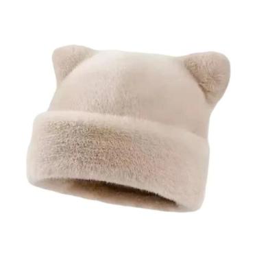 Imagem de Gorro Feminino Com Capuz De Pelúcia Estampa De Leopardo, Quente E Gros