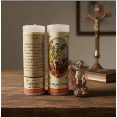 Imagem de Kit Imagem São Miguel Arcanjo + Vela 7 Dias Devoção 270g - Genrica