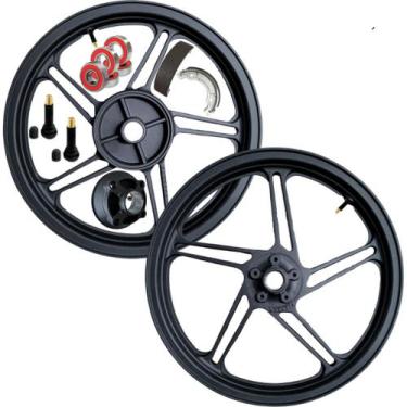 Imagem de Par De Rodas Liga Leve Disco Honda Cg 125 Fan 2009 Ate 2024 Fabreck Pr