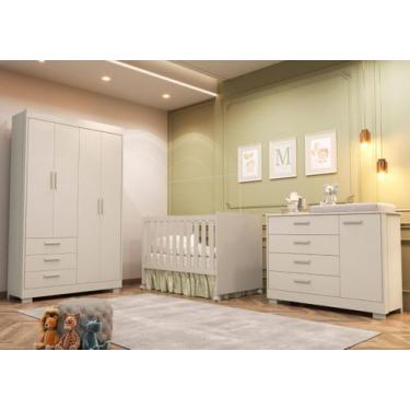 Imagem de Quarto Completo Zaki com Berço 3 em 1 Katatau Bege/Areia Fosco - Móvei