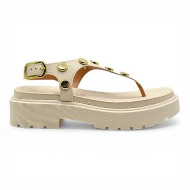 Imagem de Sandalia Vizzano Tratorada Flatform Feminina Metal Dourado, Branco, 37
