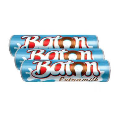 Imagem de Kit 3 Chocolate Garoto Baton Recheado Extramilk 16g