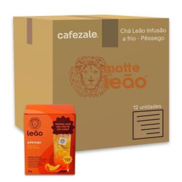 Imagem de Chá Leão para Drinks Sabor Pêssego Kit 12 Caixas 120 Sachês