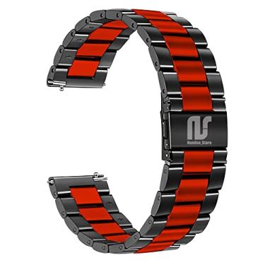 Imagem de Pulseira Sport Nandos-Store compatíveis com Samsung Galaxy Watch 3/4-41mm ou 45mm - (41mm - Preto com vermelho 3 elos)