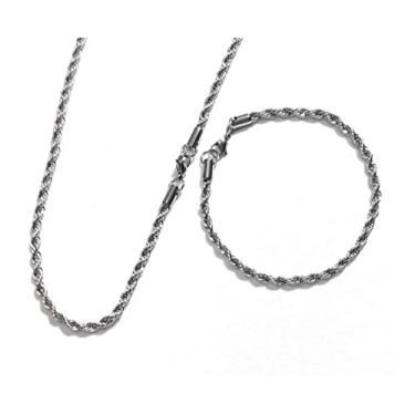 Imagem de Kit corrente e pulseira masculinas aço elo baiano 3mm