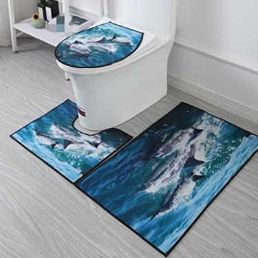 Imagem de 3 peças produtos de decoração de banheiro para casa conjunto de três peças para banheiro em mármore tapete de porta tapete de banheiro, F