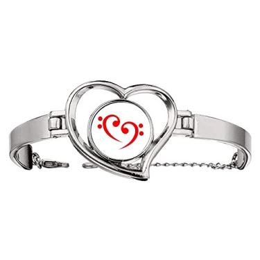 Imagem de N/A N/A Bracelete com símbolo de baixo Love Music Art Deco Fashion Pulseira Coração Joia Fio Bangle, medium, metal