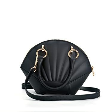 Imagem de Bolsas Transversais Pequenas e modernas para Mulheres Elegante Alça Superior Satchel Bolsa de Ombro com Zíper, Preto