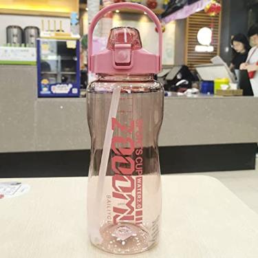 Imagem de 1. 5L/2L Garrafa de água de grande capacidade Viagens ao ar livre A alta temperatura resistente a palha plástica esportes adultos portáteis (Capacity : 2.0L, Color : Red)