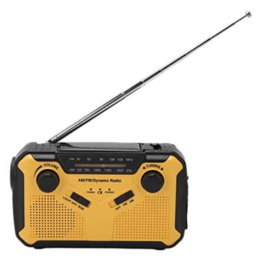 Imagem de Rádio portátil, brilho ajustável com várias funções 4 telefones de energia Carregamento de rádio meteorológico de acampamento Amarelo