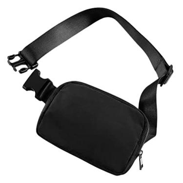 Imagem de Pochetes para mulheres e homens – Bolsa de cintura moderna com alça ajustável, mini bolsa transversal pequena para corrida, viagem e caminhada, Preto, 8*2*5.5inch