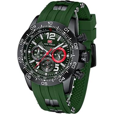 Imagem de MF MINI FOCUS Relógio masculino escudo relógio relógio de pulso cronógrafo à prova d'água calendário luminoso pulseira de silicone relógios de pulso legais para homens, Verde