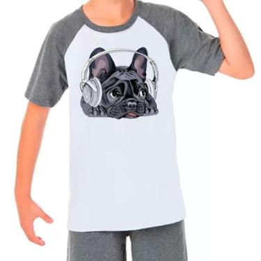 Imagem de Camiseta Raglan Buldogue Francês Pet Dog Cinza Branco Inf02 - Design C