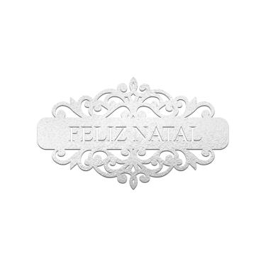 Imagem de Placa Feliz Natal Com Arabesco 30cmx17cm - Cria Arte Laser
