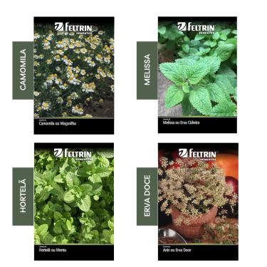 Imagem de Kit 4 Sementes Chás Horta Em Casa Jardins Vasos (Hortelã, Erva Doce, Camomila, Melissa)