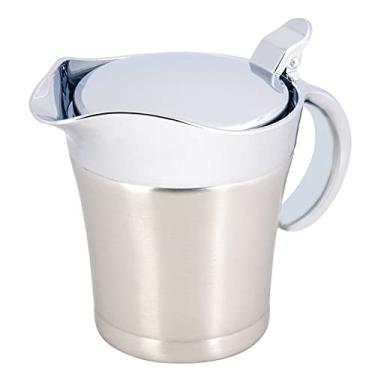 Imagem de Molho de aço inoxidável para molho de molho de molho de parede dupla com isolamento térmico com tampa e bico de lábios dripless para molho de creme de molho de salada e assim por diante