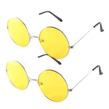 Imagem de Óculos de Sol Redondo Polarizado Retrô 2 Peças – Proteção UV-400 Unissex – Armação Dourada Amarelo