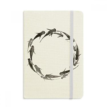 Imagem de Caderno de peixe de carpa preta chinesa oficial de tecido capa dura diário clássico