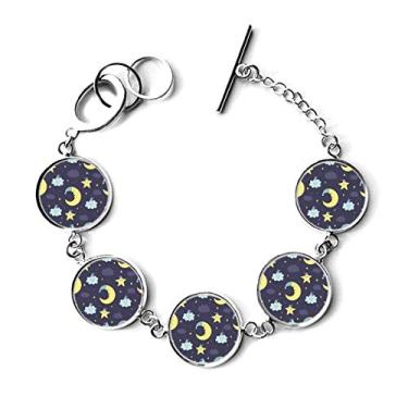 Imagem de DIYthinker Pulseira com estampa de lua de desenho animado com estampa de personalidade