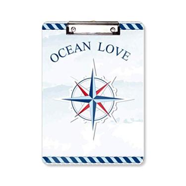 Imagem de Bússola Ocean Love Sea Sailing padrão prancheta pasta para escrever placa de apoio A4