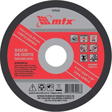Imagem de Mtx Disco De Corte Para Inox E Metal 180 X 1 6 X 22Mm
