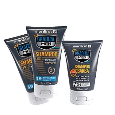 Imagem de KIT 2 SHAMPOOS CASTANHO - CABELO + 1 SHAMPOO CINZA - BARBA