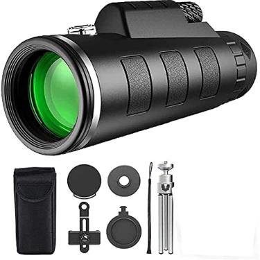 Imagem de Telescópio monocular 40X60, telescópio à prova d'água HD FMC BAK4 para observação de pássaros, concertos, viagens de jogo de futebol com suporte para smartphone e tripé