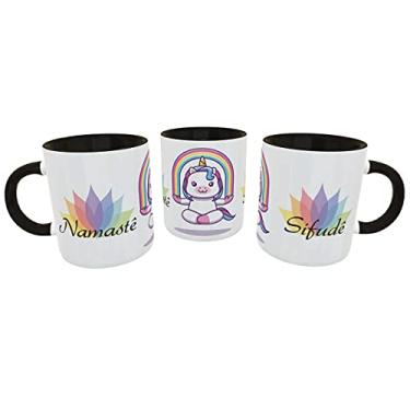 Imagem de Caneca Unicórnio Malcriado Namastê Sifudê Presente Divertido cor:Preto