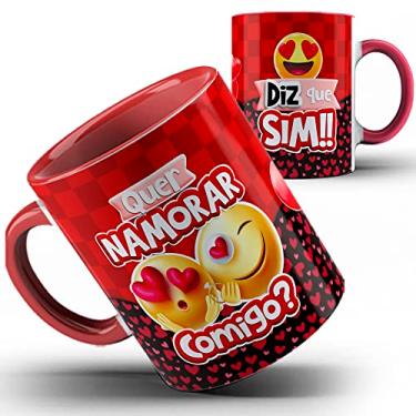 Imagem de Caneca namorados emoji Quer namorar comigo (Vermelha)