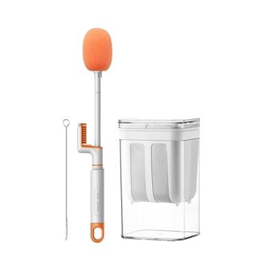 Imagem de WeiLaiKeQi Coador de alimentos coador de iogurte grego reutilizável 1100ml acessórios de cozinha recipiente de leite de porca com tampa copo de filtro de leite, laranja