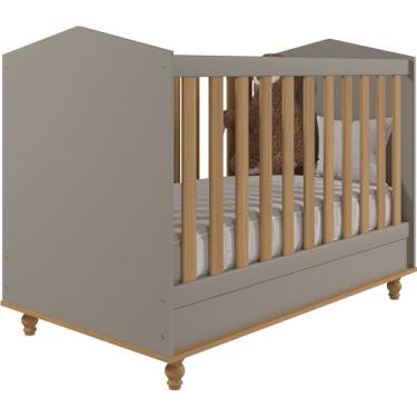 Imagem de Berço Americano de Bebê Fendi Mdf Vira Mini Cama Com Regulagem Altura E Pés Madeira