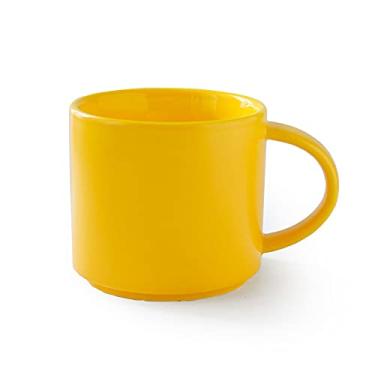 Imagem de ZaH Caneca de Cerâmica de 410 ml - Café, Chá, Lata, Cappuccino, Cacau, Suco, Leite, Bebida, Água - Lavagem na Máquina de Lavar Louça, Micro-ondas, Forno, Freezer - Amarelo