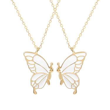 Imagem de Leadigol Colar Amizade Melhor Amigo BFF, Colar de Irmã com Asa de Borboleta para Mulheres e Meninas Amigas, Colar de Longa Distância para Casal, Cobre, Sem Pedra Preciosa